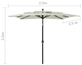 Ομπρέλα 3 Επιπέδων Χρώμα της Άμμου 2,5x2,5 μ με Ιστό Αλουμινίου - Μπεζ