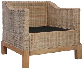 vidaXL Πολυθρόνα από Γνήσιο Ρατάν με Μαξιλάρια