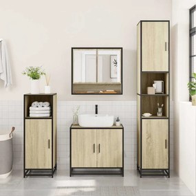 vidaXL Ντουλάπι Καθρέφτη Μπάνιου Sonoma Δρυς 65 x 20 x 60 εκ. από Τεχνητό Ξύλο