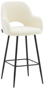 Σκαμπό bar Renish pakoworld μπουκλέ εκρού-μεταλλικό μαύρο πόδι 51x57x114εκ