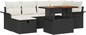 vidaXL Σετ Καναπέ Κήπου 7 pcs Μαύρο συνθετικό ρατάν
