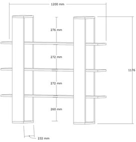 Βιβλιοθήκη Yotek pakoworld σε καρυδί απόχρωση 120x23x120εκ (1 τεμάχια)