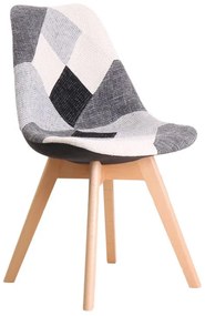 MARTIN Καρέκλα Ξύλο PP, Ύφασμα Patchwork Black &amp; White  49x57x82cm [-Φυσικό/Patchwork-] [-Ξύλο/Ύφασμα-] ΕΜ136,81
