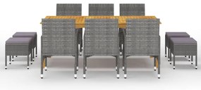 vidaXL Σετ Τραπεζαρίας Κήπου 11 Τεμαχίων Γκρι