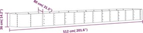 vidaXL Ζαρντινιέρα Γκρι 512x80x36 εκ. Γαλβανισμένος χάλυβας