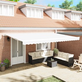vidaXL Χειροκίνητη Ανασυρόμενη Τέντα Λευκή 500x350 cm