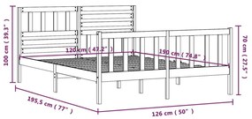 Πλαίσιο Κρεβατιού Μαύρο 120 x 190 εκ. Μασίφ Ξύλο Small Double - Μαύρο