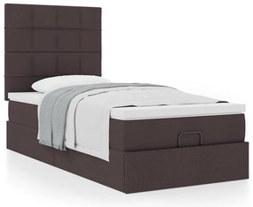 vidaXL Οθωμανικό κρεβάτι με στρώμα σκούρο καφέ 100x200cm ύφασμα