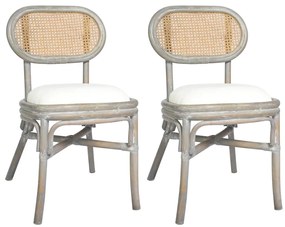 vidaXL Καρέκλες Τραπεζαρίας 2 τεμ. Γκρι από Λινό Ύφασμα