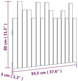 Κεφαλάρι Τοίχου Γκρι 95,5x3x80 εκ. από Μασίφ Ξύλο Πεύκου - Γκρι