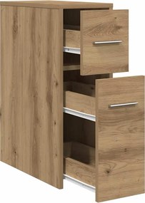 vidaXL Ντουλάπι Μπάνιου Στενό με Ροδάκια Αρτισιανή Δρυς Επεξ. Ξύλο