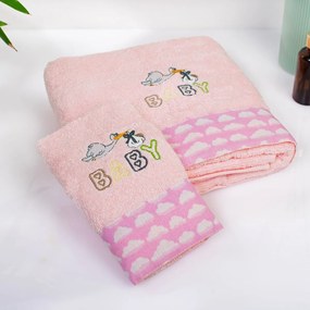 Παιδικές Πετσέτες (Σετ 2τμχ) Dimcol Stork 192 Pink