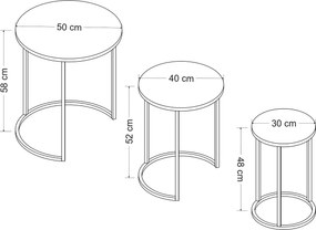 Βοηθητικά Τραπέζια 3τμχ Μαύρο GUBEL 50x50x58