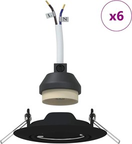 vidaXL Σποτ 6 pcs Μαύρο 9 x 9 x 2.5 εκ. Μέταλλο