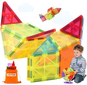 VEVOR Magnetic Tiles Magnetic Building Toy 180 PCS Magnet Blocks for Kids 3D Set
