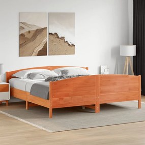 vidaXL Σκελετός Κρεβ. Χωρίς Στρώμα Καφέ Κεριού 200x200 εκ Μασίφ Πεύκο