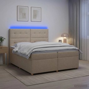 vidaXL Κρεβάτι box spring με στρώμα Κρεμ 200 x 200 cm Ύφασμα