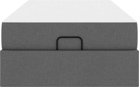 vidaXL Σκελετός κρεβατιού με στρώμα 2 pcs Σκούρο Γκρι ύφασμα