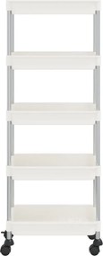 vidaXL Τρόλεϊ Κουζίνας 5 Επιπέδων Λευκό 42 x 29 x 128 εκ. Σίδερο/ABS