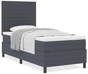 vidaXL Κρεβάτι Box Spring με Στρώμα Σκούρο Γκρι 90x200 εκ. Ύφασμα καπουτσίνο