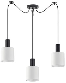 Φωτιστικό Οροφής  SE21-BL-4-BL3-SH1 ADEPT TUBE Black Pendant White Fabric Shade+ - Μέταλλο - 77-8507