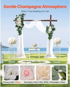 VEVOR Artificial Wedding Arch Flowers Kit White With 2 Pcs Flowers 2 Pcs Drapes