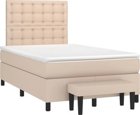vidaXL Κρεβάτι Boxspring με Στρώμα Καπουτσίνο 120x200εκ.από Συνθ.Δέρμα