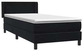 Κρεβάτι Boxspring με Στρώμα Μαύρο 80x220 εκ. Βελούδινο - Μαύρο