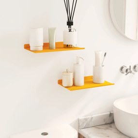 vidaXL Πλωτό ράφι 2 pcs Χαμομηλί κίτρινο 30 x 18 x 2,5 εκ Ατσάλι