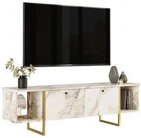 Έπιπλο Tηλεόρασης 956LCS1684 160x40x47,6cm Marble Effect White-Gold