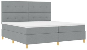 vidaXL Κρεβάτι Box Spring με Στρώμα & LED Φωτισμό Γκρι Ανοιχτό 200x200 εκ. Υλικό