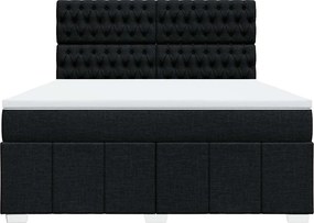 vidaXL Κρεβάτι Boxspring με Στρώμα Μαύρο 180x200 εκ. Υφασμάτινο