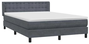 Κρεβάτι Boxspring με Στρώμα Σκούρο Γκρι 160x210 εκ. Βελούδινο - Γκρι