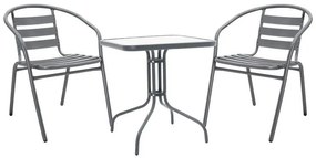 Σετ κήπου - Τραπεζαρία Watson - Tade 3 τεμ. μέταλλο - γυαλί ανθρακί 70x70x70 εκ. 70x70x70 εκ.