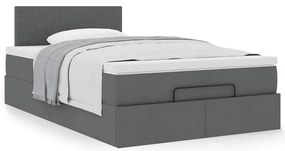 vidaXL Οθωμανικό κρεβάτι με στρώμα Σκούρο γκρι 120x200cm ύφασμα