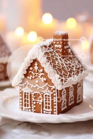 Intra Συλλεκτικό Ξύλινο Παζλ Plywood  4mm - Εορταστικά διακοσμημένο σπίτι με μελόψωμο Σε Ξύλινο Κουτί - Διαστάσεις: 10x10 cm – 25 κομμάτια