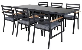 Σετ Τραπέζι και καρέκλες Dallas 1047, Επεξεργασμένο γυαλί, Μέταλλο, Ξύλο: Ξύλο Teak, Μαξιλάρι καθίσματος: Ναι | Epipla1.gr
