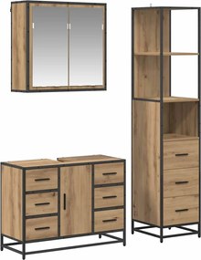 vidaXL Σετ Επίπλων Μπάνιου 3 pcs Artisan Oak Επεξεργασμένο ξύλο