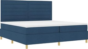 vidaXL LED Κρεβάτι με βάθρο με στρώμα Μπλε 200 x 200 cm ύφασμα