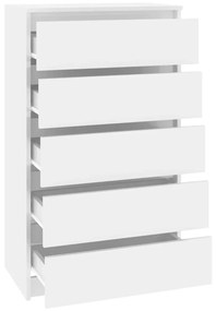 Έπιπλο Συρταριών Γυαλ. Λευκό 60x36x103 εκ. Επεξεργασμένο Ξύλο - Λευκό