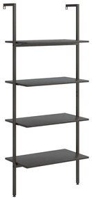 vidaXL Ραφιέρα Κεκλιμένη 4 Επιπέδων Μαύρη 64 x 35 x 152,5 εκ.