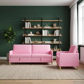 vidaXL Σαλονάκι Σετ Με Αποθηκευτικό Χώρο 2 pcs Ροζ Πολυεστέρας