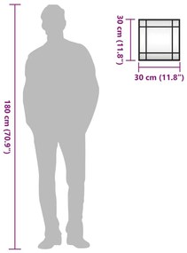 Καθρέφτης Τοίχου Τετράγωνος Μαύρος 30 x 30 εκ. από Σίδερο - Μαύρο