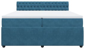 Κρεβάτι Boxspring με Στρώμα Μπλε 200x200 εκ. Βελούδινο - Μπλε