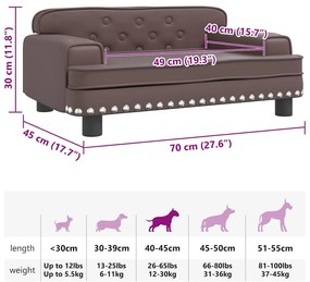 vidaXL Κρεβάτι Σκύλου Καφέ 70 x 45 x 30 εκ. από Συνθετικό Δέρμα