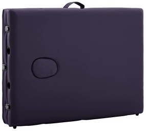 vidaXL Κρεβάτι Μασάζ Πτυσσόμενο 3 Θέσεων Μοβ από Αλουμίνιο