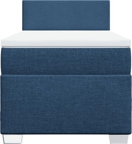 vidaXL Κρεβάτι Boxspring με Στρώμα Μπλε 90x200 εκ.Υφασμάτινο