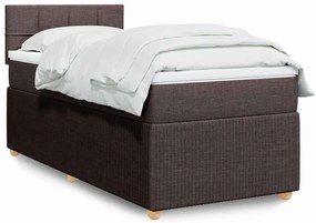 Κρεβάτι Boxspring με Στρώμα Σκούρο Καφέ 90x190 εκ. Υφασμάτινο