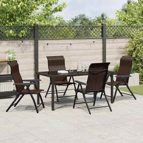 vidaXL Σέτ φαγητού για κήπο Ρυθμιζόμενο ύψος 5 pcs Καφέ Πολυ ράταν