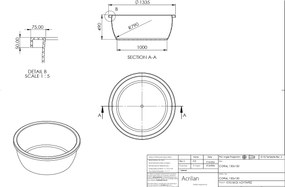 Acrilan Coral - Στρόγγυλη Μπανιέρα Φ150 cm - Maxxcoat, Χωρίς Υδρομασάζ, Λινάρι